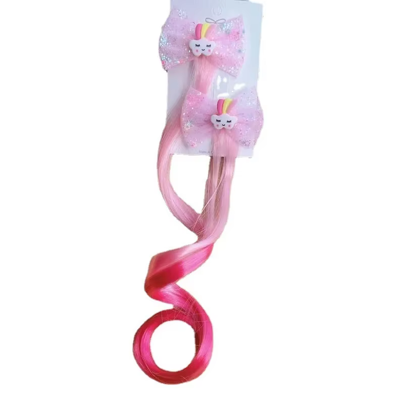 2 pièces nouvelle belle princesse arc-en-ciel licorne perruque filles épingles à cheveux chapeaux pour enfants pinces