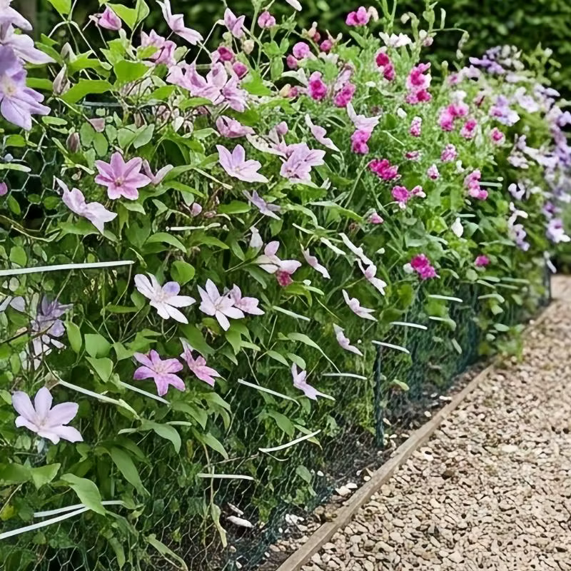 Rouleau clôture pour zone fleurie 3 mètres x 10 avec fil fer vert attaches fixation pour bordure jardin,