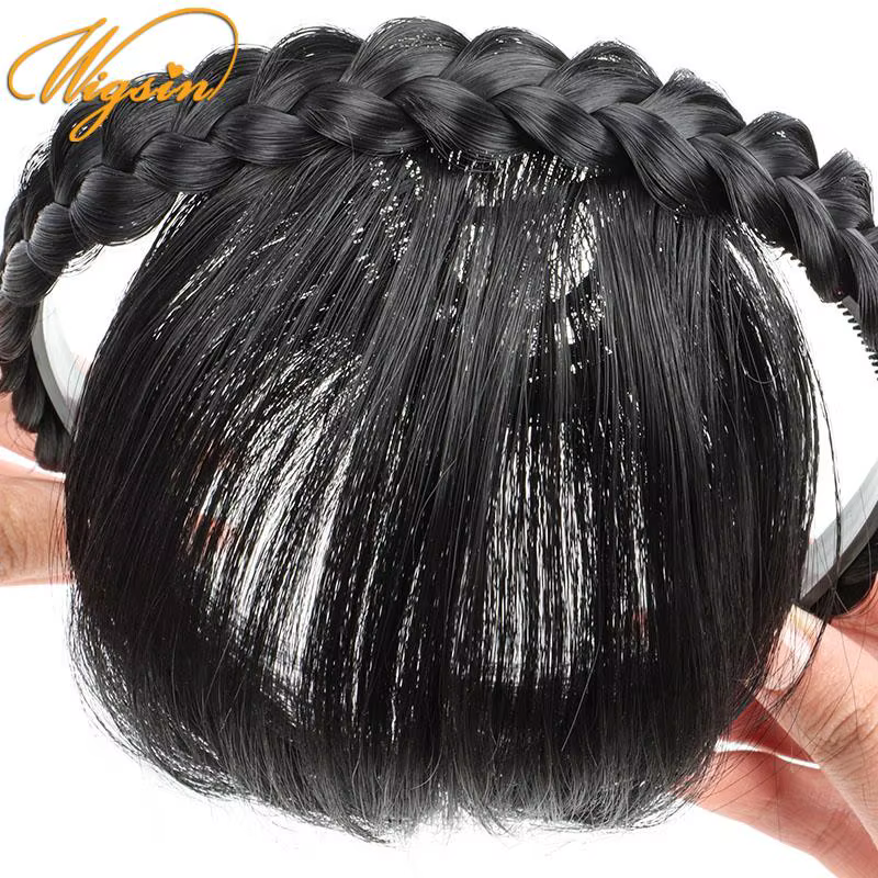 Nouveaux accessoires pour cheveux bandeau synthétique frange à Air perruques avec tresses résistance à la chaleur pince