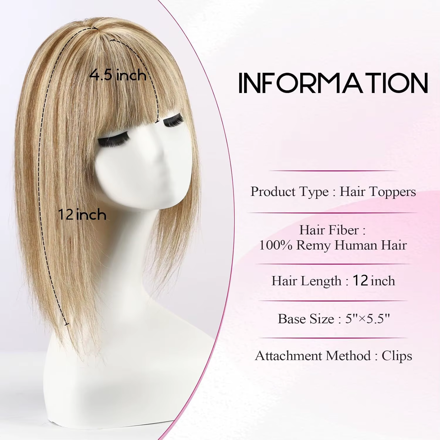 Extensions de cheveux humains blonds mélangés bruns avec frange