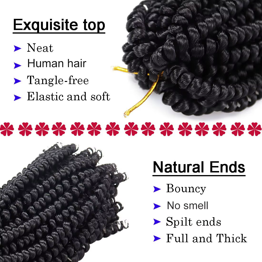 Printemps torsion Crochet cheveux 100% humain moelleux bombe