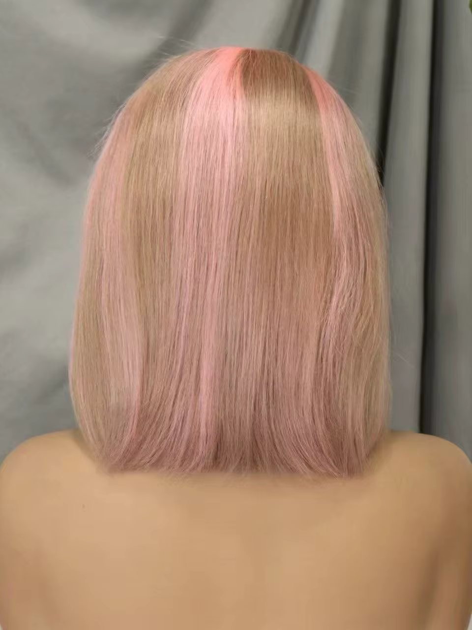 Perruque Bob Rose en Cheveux Humains