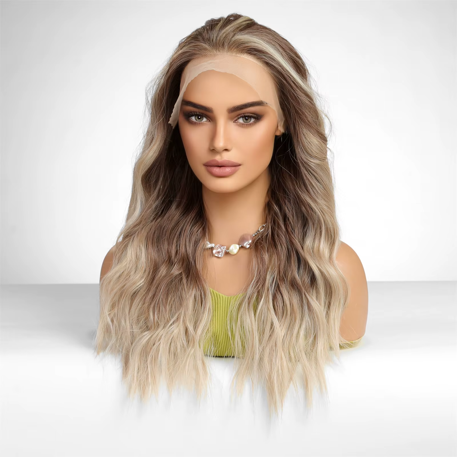 13x4 dentelle avant perruques marron Ombre Blonde synthétique longue ondulée bouclés