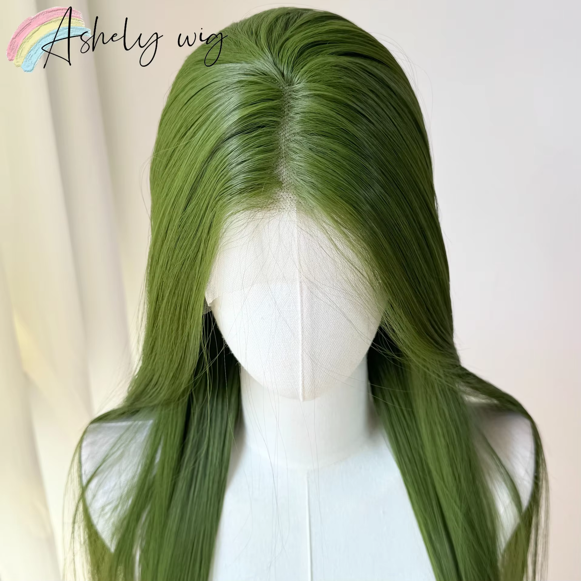 Perruque Lace Front Wig synthétique vert clair pour femmes