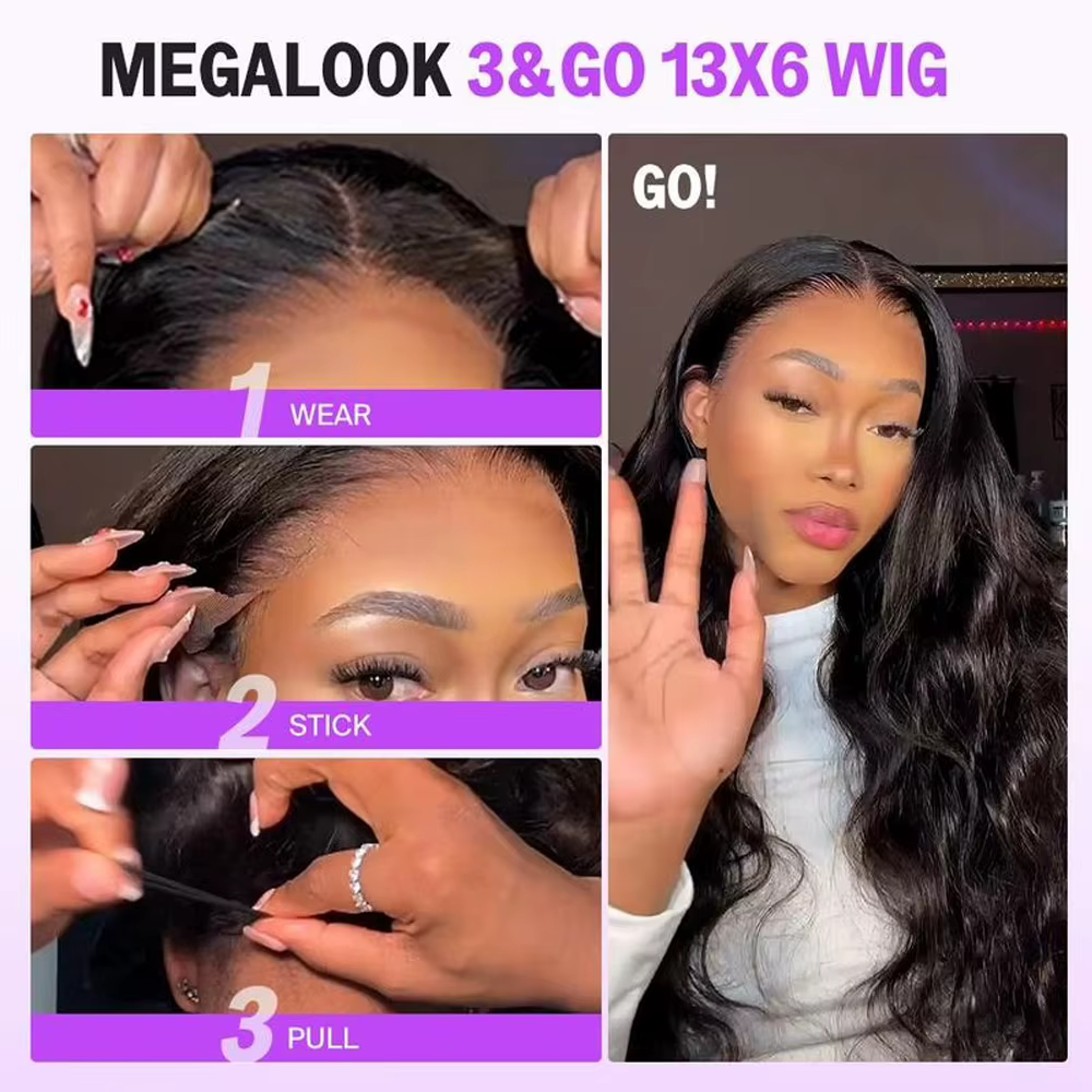 Megalook 13x6 HD sans colle Bye Bye noeuds dentelle frontale cheveux humains bouclés perruques pré plumées pré coupé