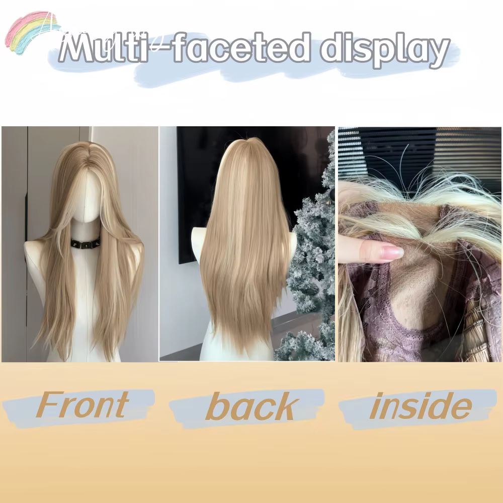 Ashely perruque pour femmes longue droite Blonde marron