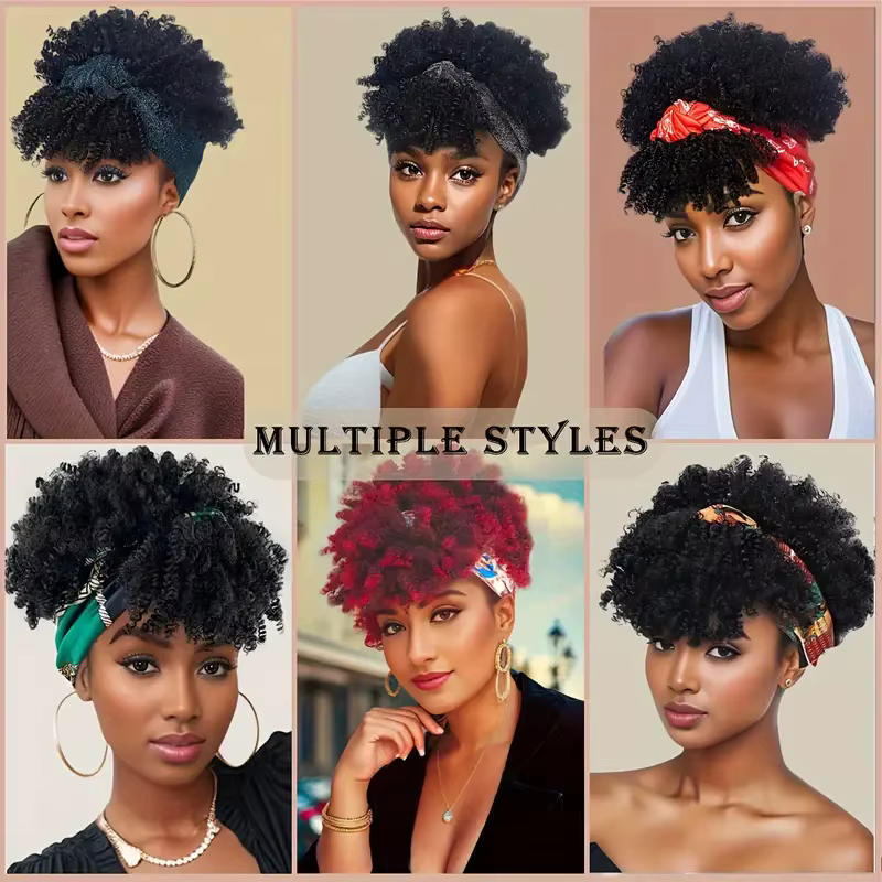 Perruque bandeau courte crépue bouclée Blonde ombrée Afro