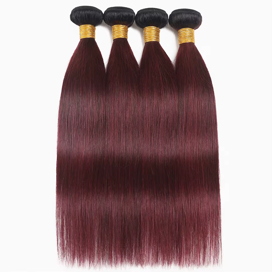 Tissage en lot brésilien naturel lisse ombré bordeaux