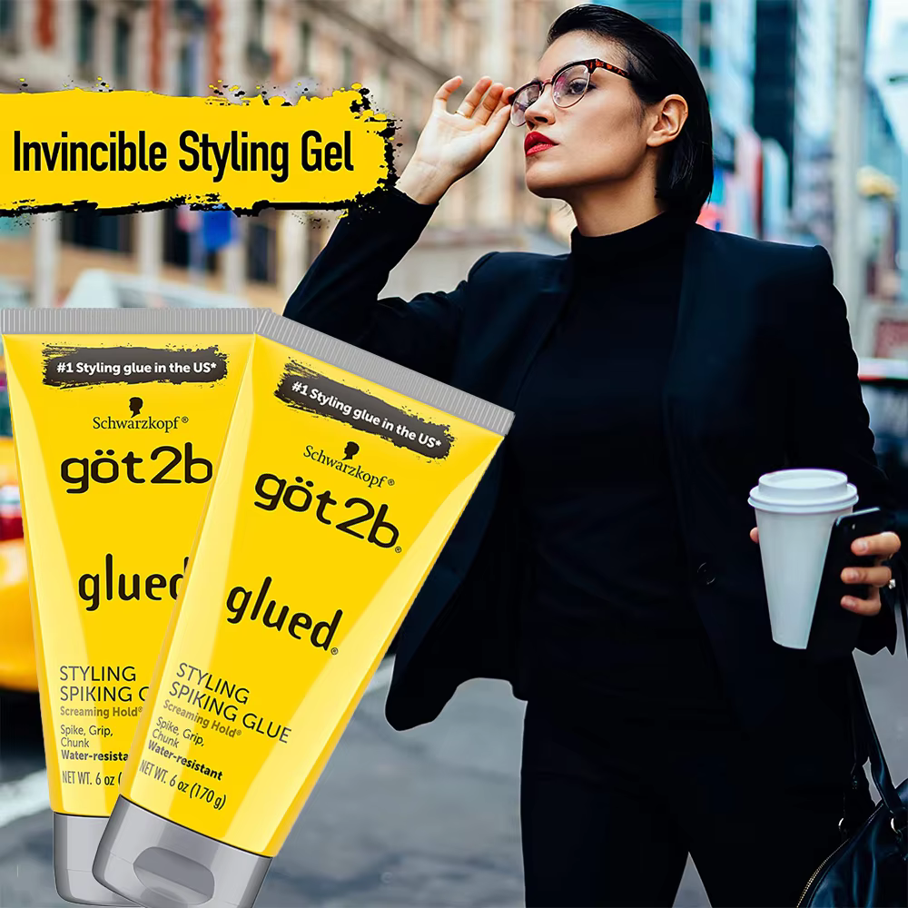 Got2b Glued Gel Coiffant Fixant Invisible Résistant à l'Eau Tenue Forte pour Adhésifs de Perruques Gel de Contrôle des