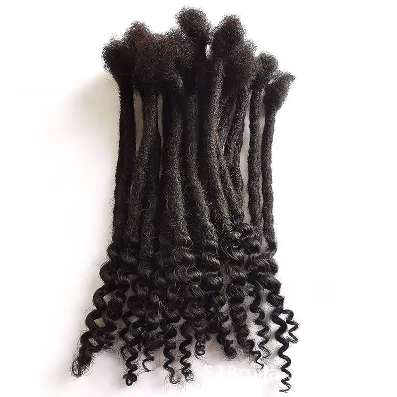 Extensions de cheveux humains afro crépus de 0,6 cm avec pointes bouclées, 8-12 pouces, faites à la main, peuvent être teintes, pour hommes/femmes