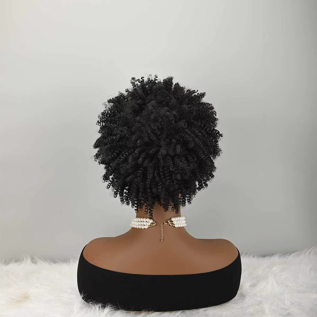 Perruque Bandeau Bouclée avec Frange pour Femme