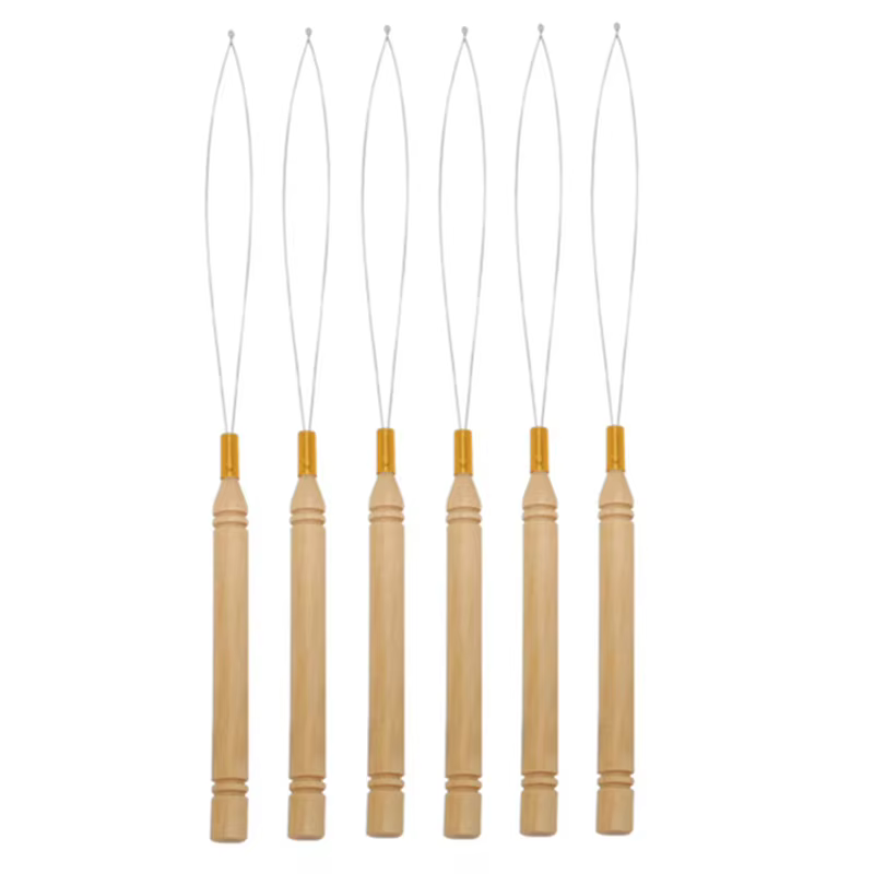 2/6/12 pièces Outils pour extensions de cheveux à micro-anneaux : Aiguille à boucler