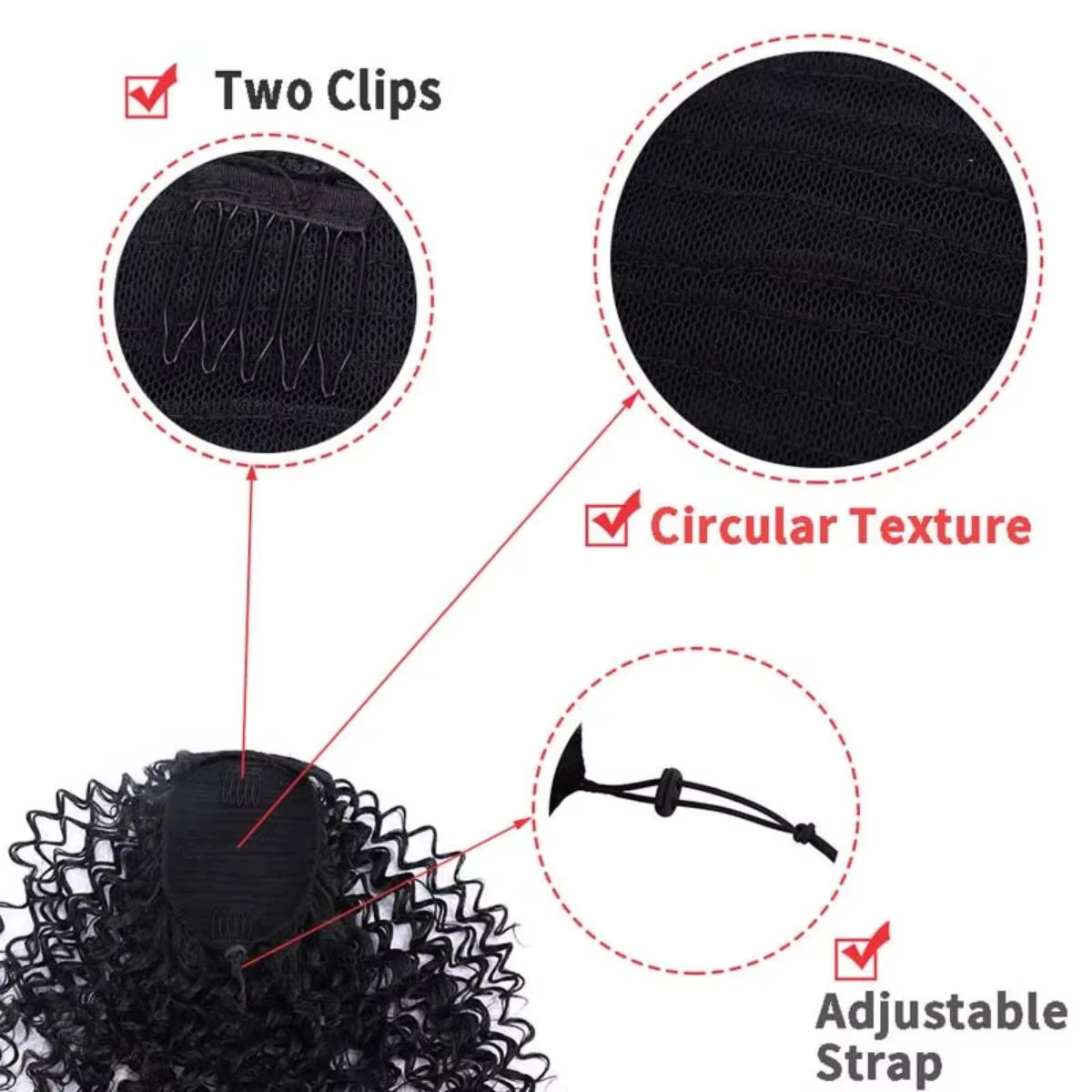 Extension de chignon afro bouclé frisé avec cordon de serrage pour femmes noires