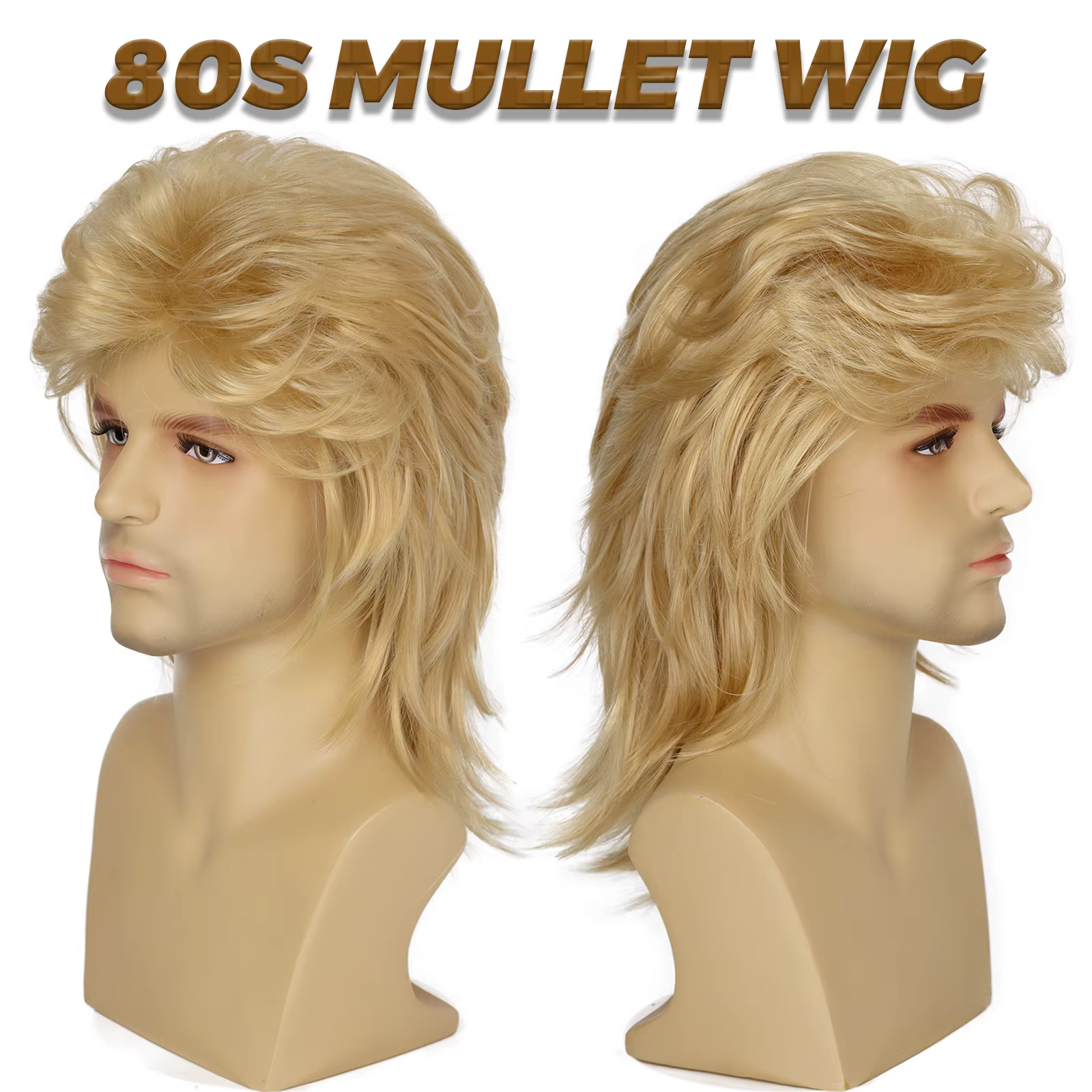Perruque mulet pour hommes des années 70 et 80