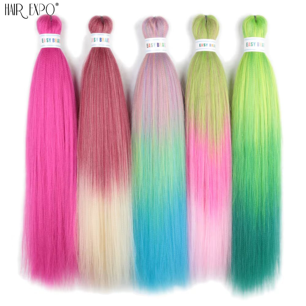 Extensions capillaires synthétiques colorées pré-étirées