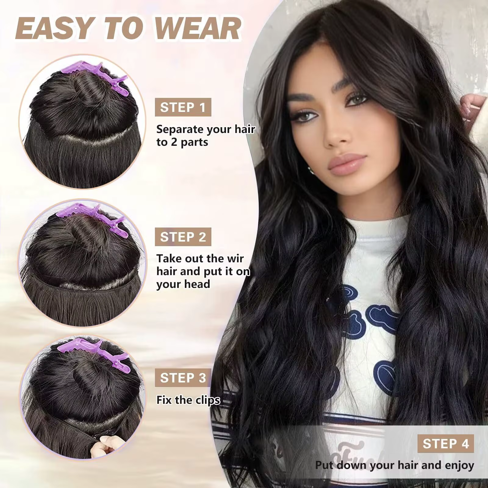 Extensions de cheveux à fil invisible