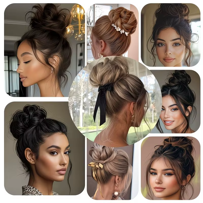 Extensions de chignon synthétiques bouclées courtes et désordonnées pour femmes
