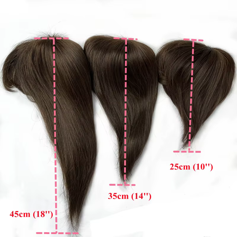 Clip en cheveux humains Topper avec frange Extensions