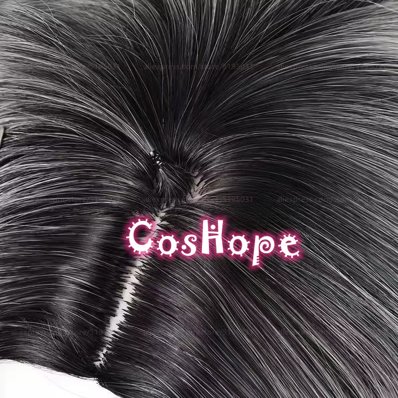 Patient Emil Cosplay perruque 30 cm court noir argent blanc dégradé