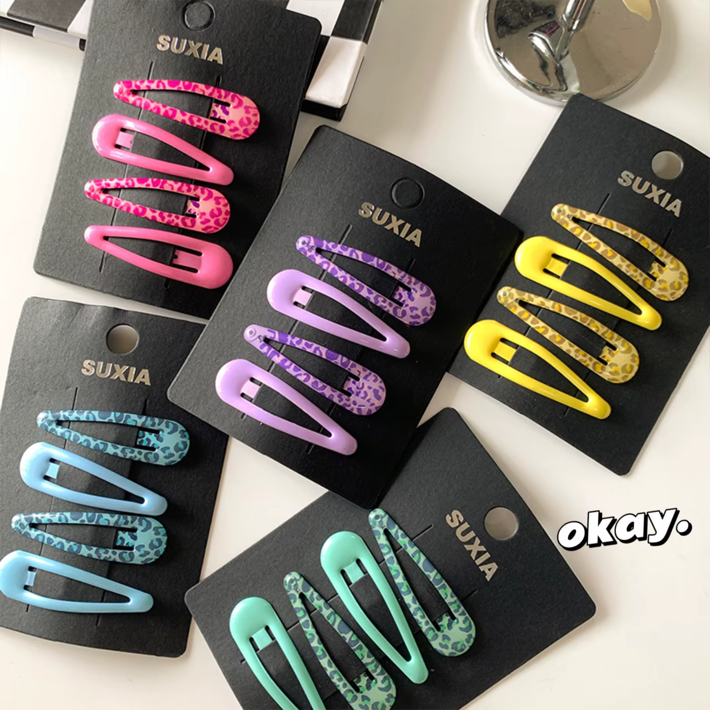 4 pièces mode imprimé léopard enfants fille pince à cheveux simplicité couleur bonbon Barrettes