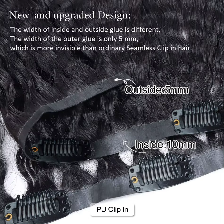 Clip en PU sans couture dans les Extensions de cheveux