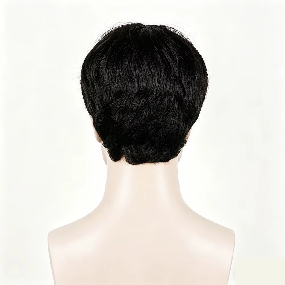 Perruque courte noire pour homme