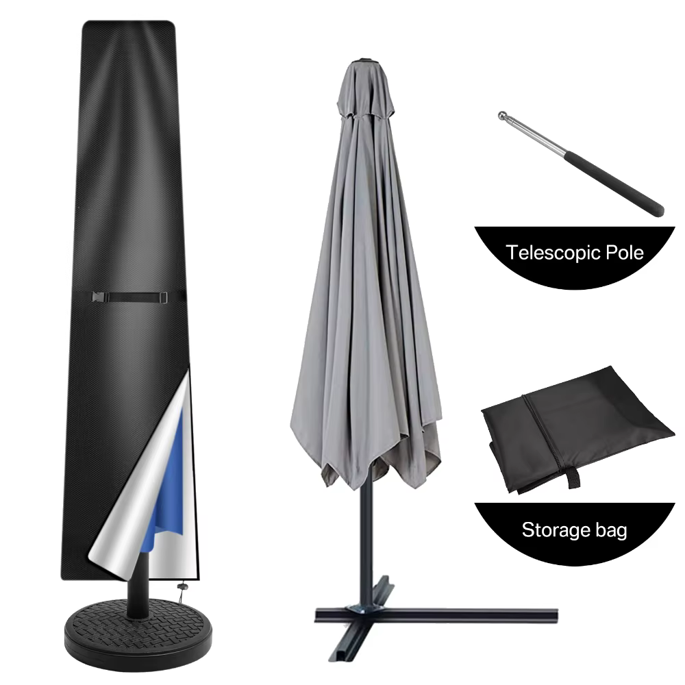Housse de Parasol droite imperméable, housse de protection avec poteau télescopique et fermeture éclair, adaptée au grand Parasol de Patio