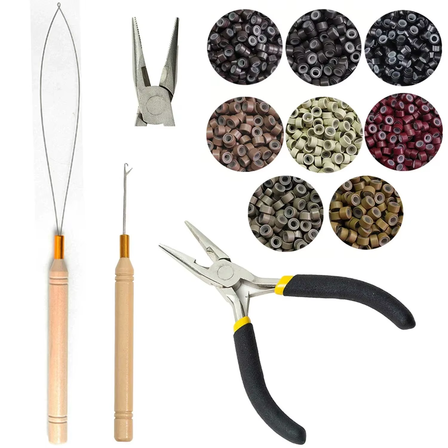 Kit d'extension de cheveux avec perle au Crochet