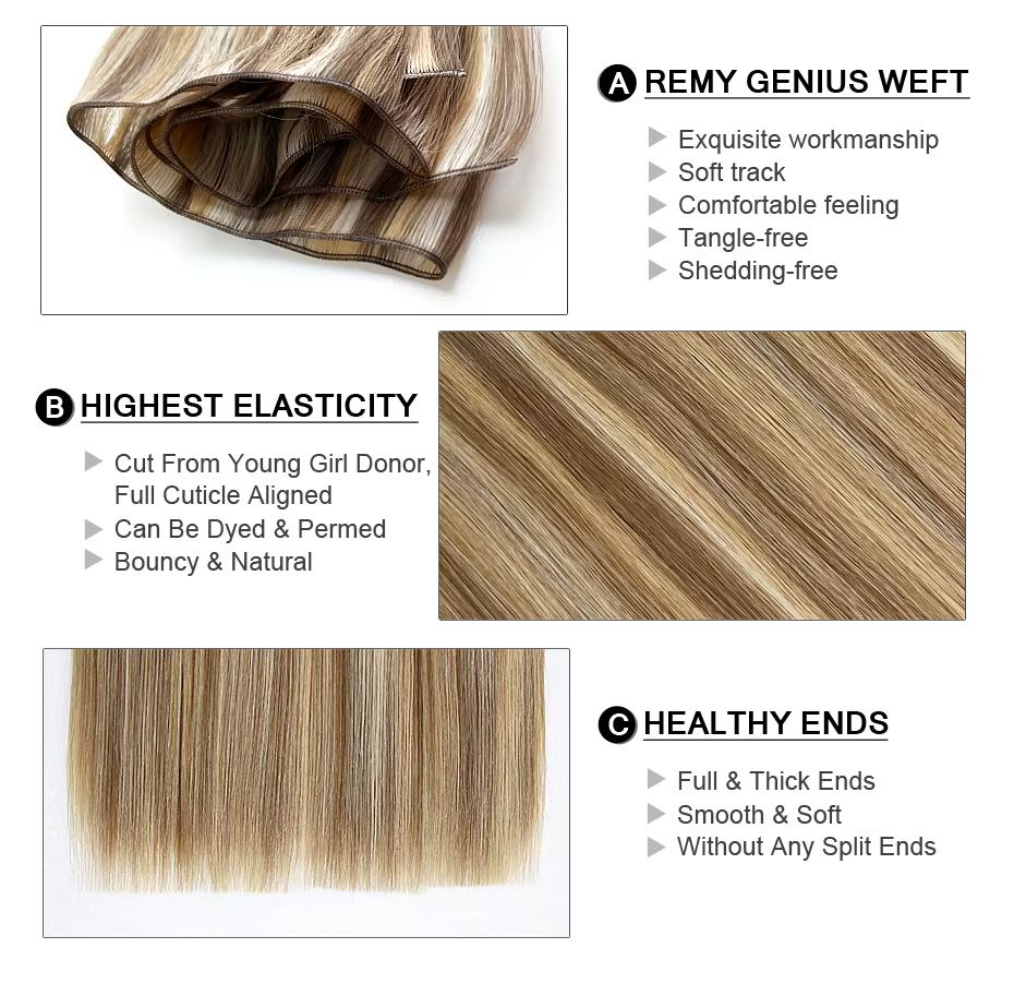 Extensions de cheveux Genius Weft en cheveux humains à coudre