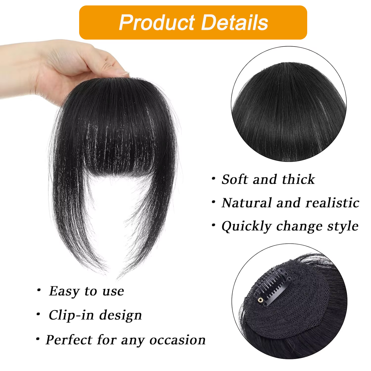 Frange à clipser 100% cheveux humains