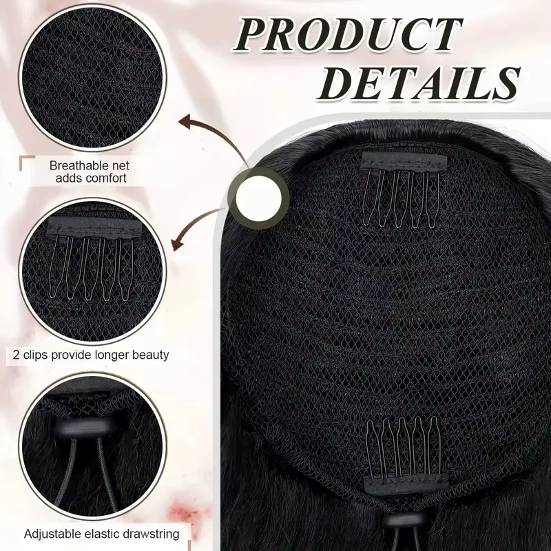 Extension de queue de cheval bouclée synthétique Yaki Bergame pour femme