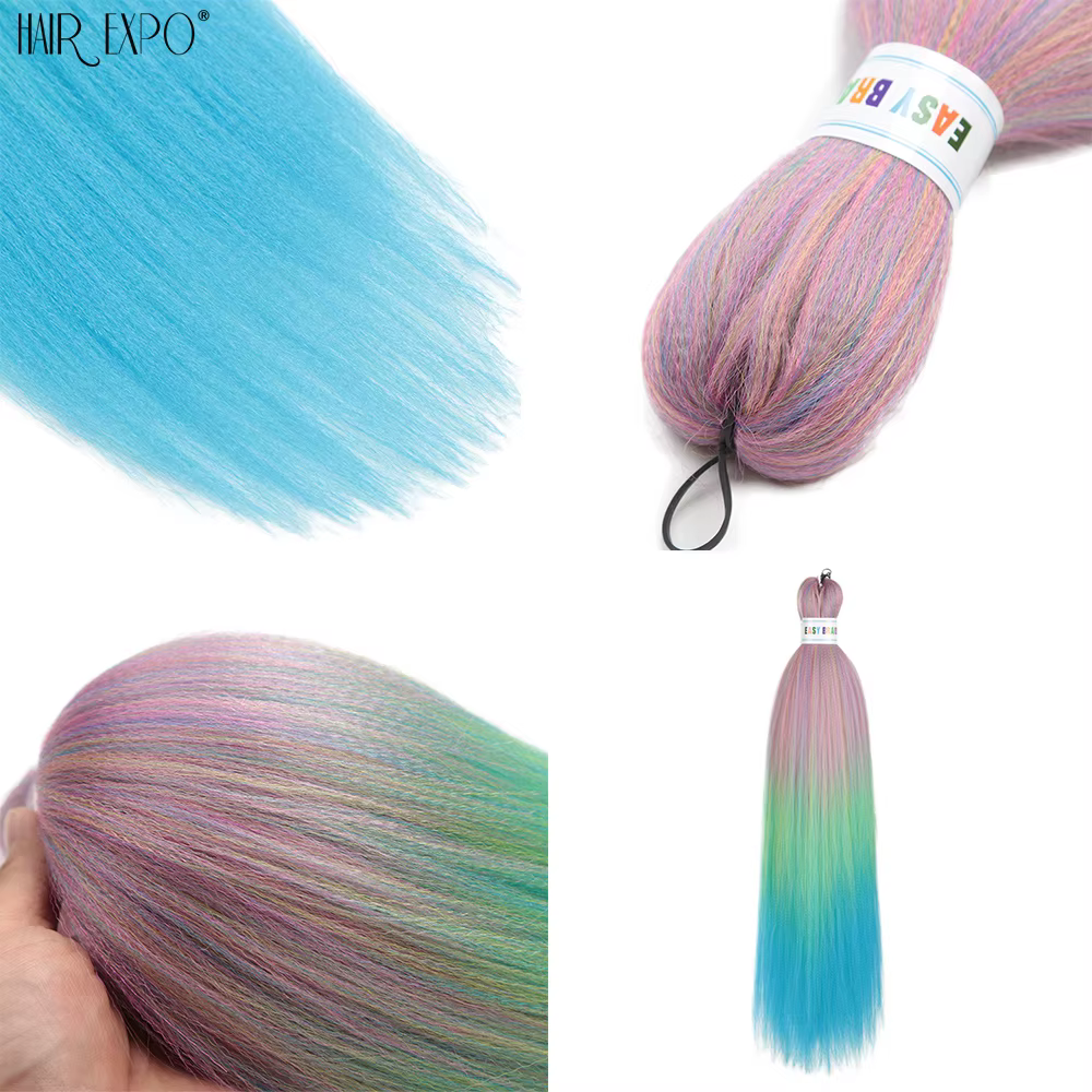 Extensions capillaires synthétiques colorées pré-étirées