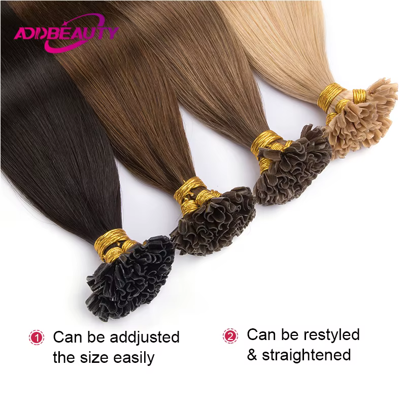 Addbeauty Extensions de cheveux de Fusion humaine U pointe kératine Capsule 100% Remy