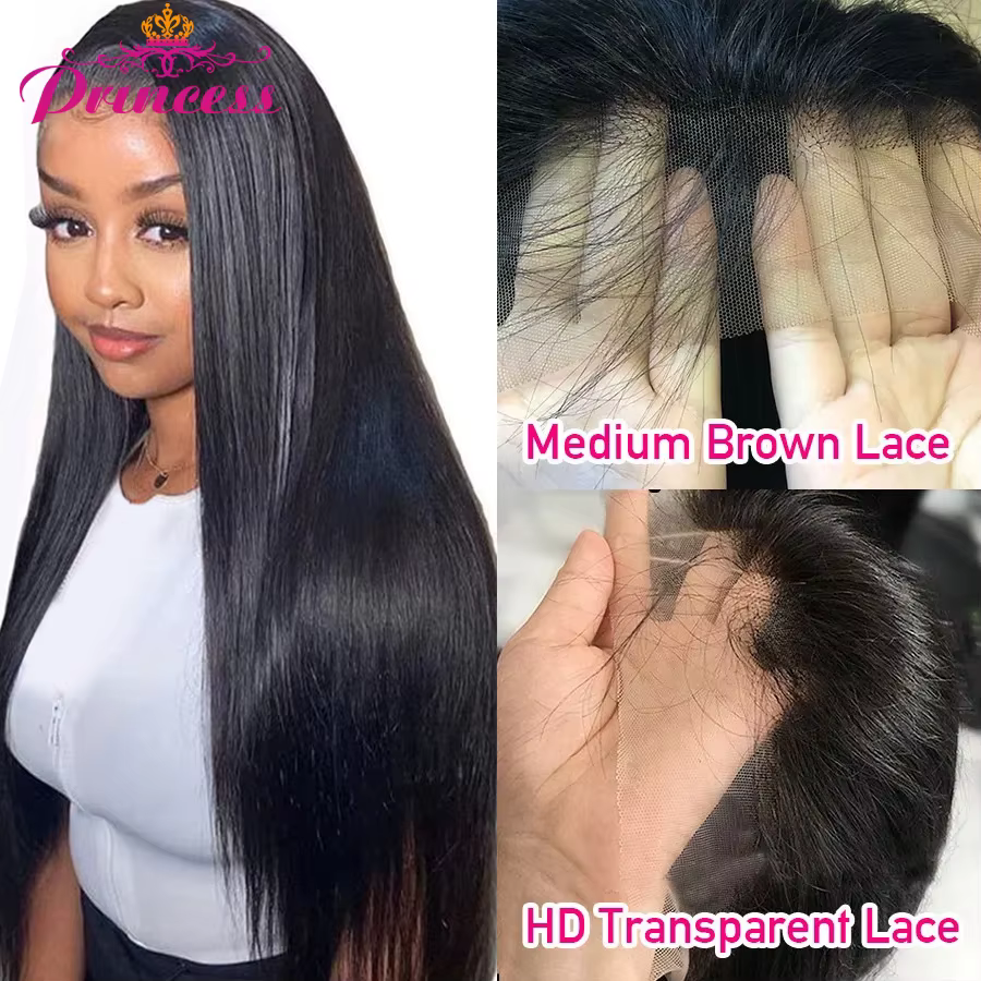Princesse 13x 4/13x6 HD Transparent dentelle avant perruques de cheveux humains pré-plumé 4x4 fermeture perruque