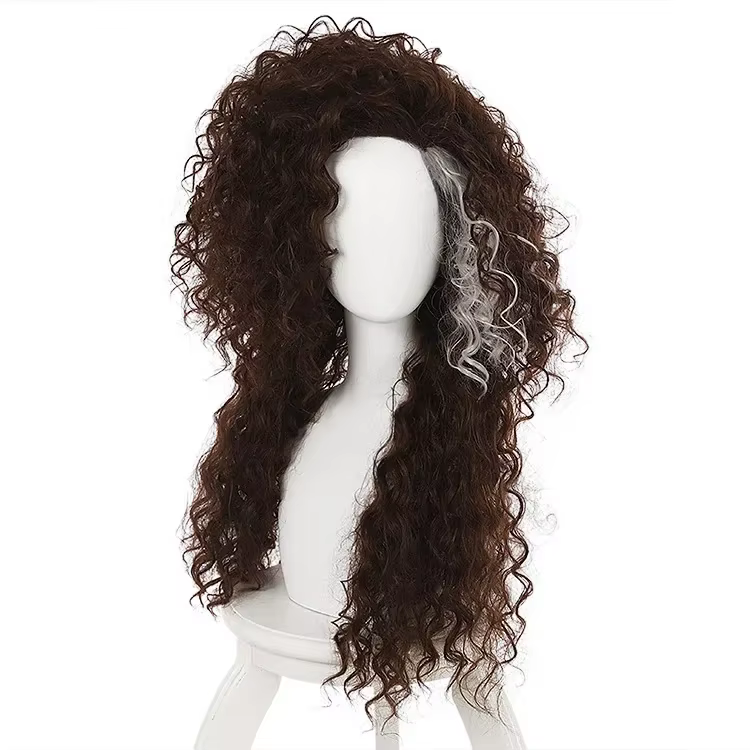 Personnage du Film Bellatrix Lestrange Disfraz longue perruque ondulée mixte marron