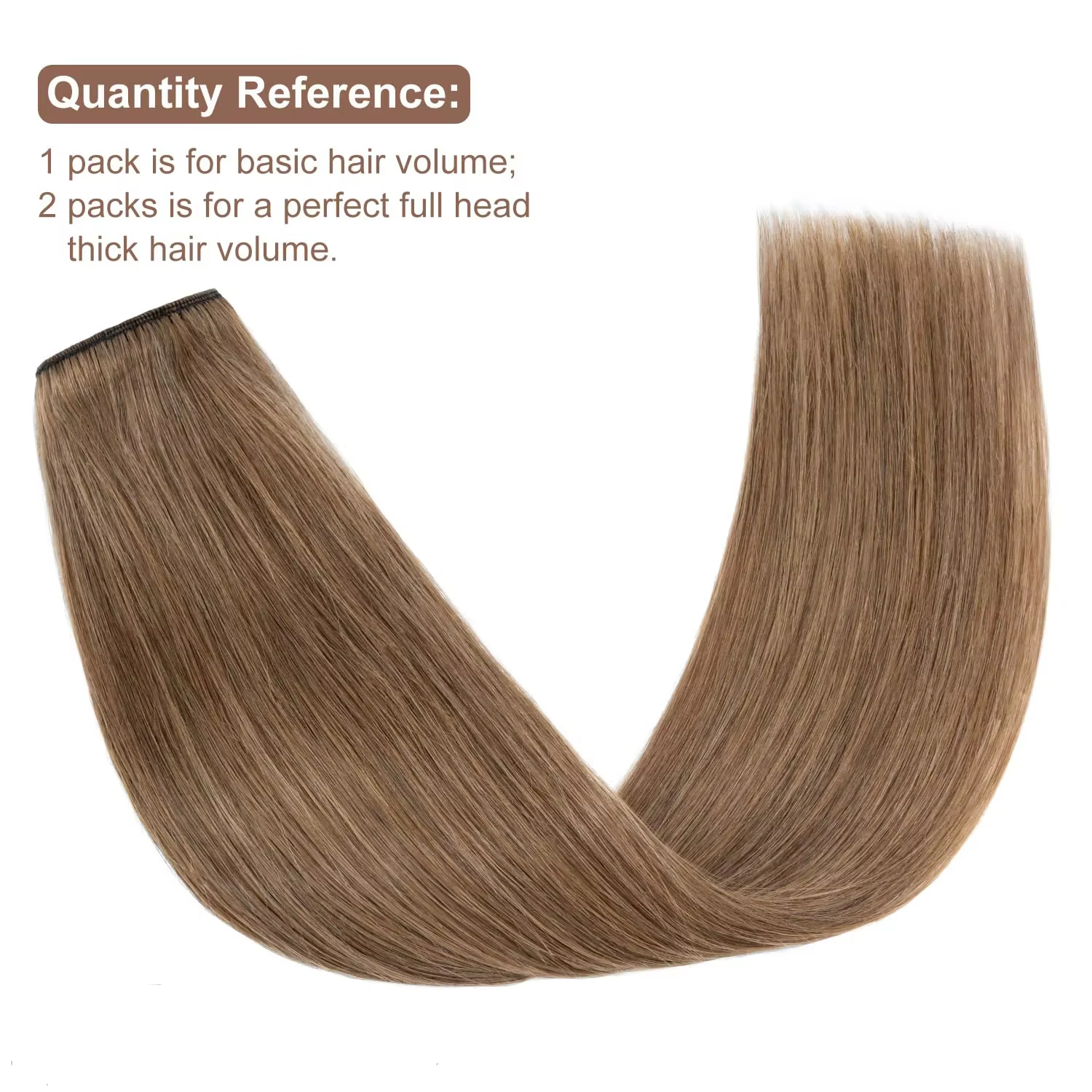 Extensions de cheveux à clipser # 6 brun châtain Double trame épaisse 120G 8 pièces pince brésilienne droite soyeuse