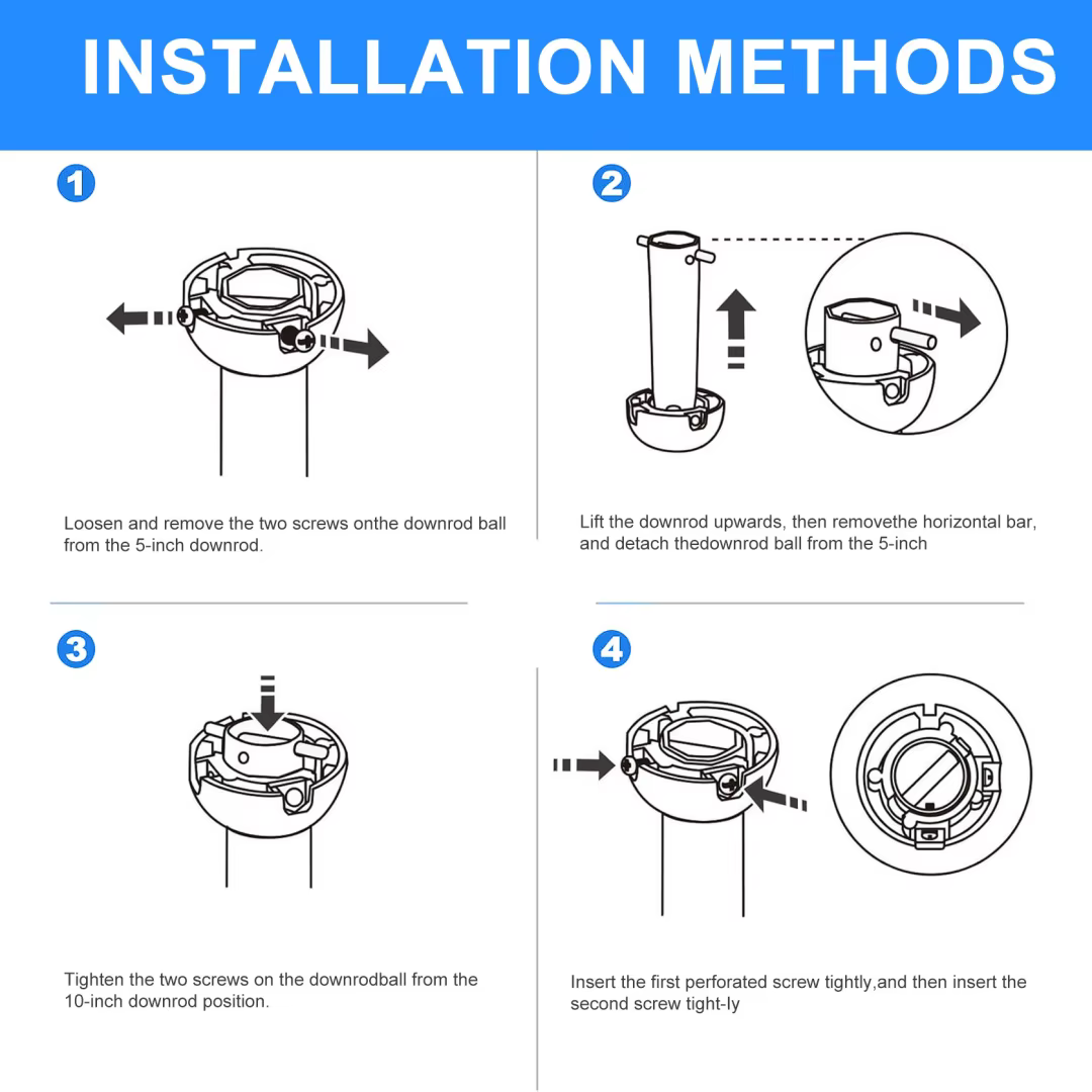 Tige d'extension pour ventilateur de plafond, rallonge de ventilateur, ajusteur de longueur pour plafonds hauts et inclinés, en fer durable, installation facile, avec chaîne