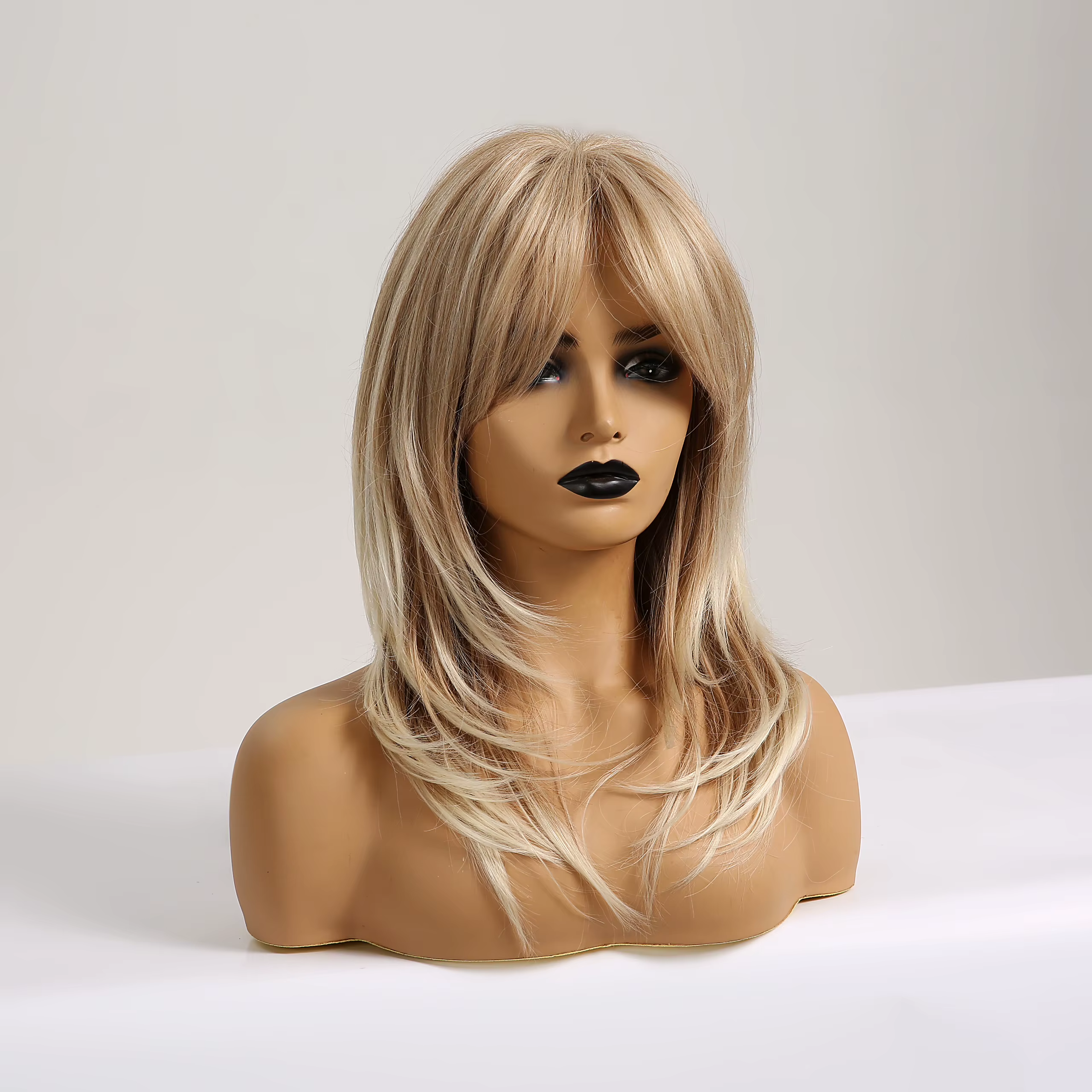 Perruques synthétiques longues blondes en couches pour femmes