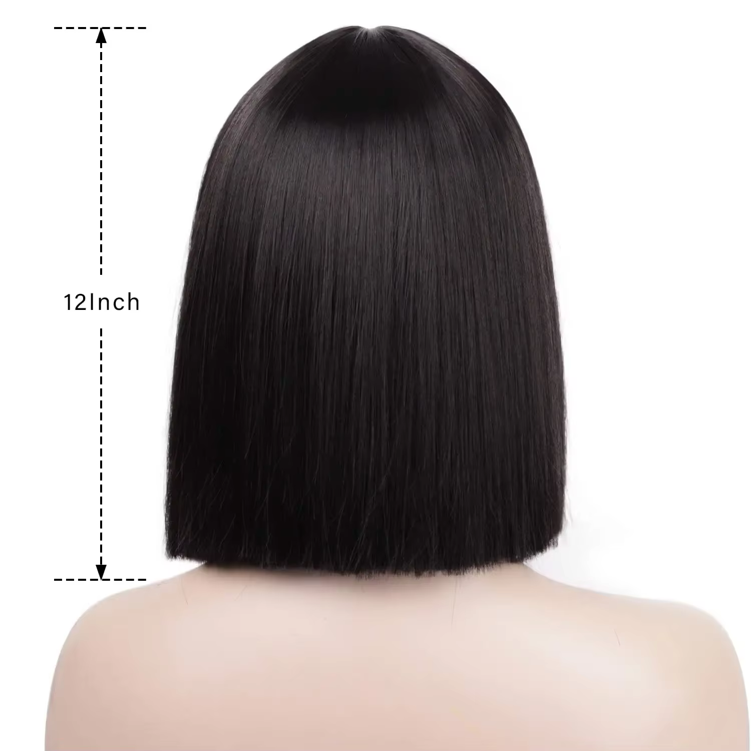 Perruque Bob Noire Courte avec Frange pour Femme