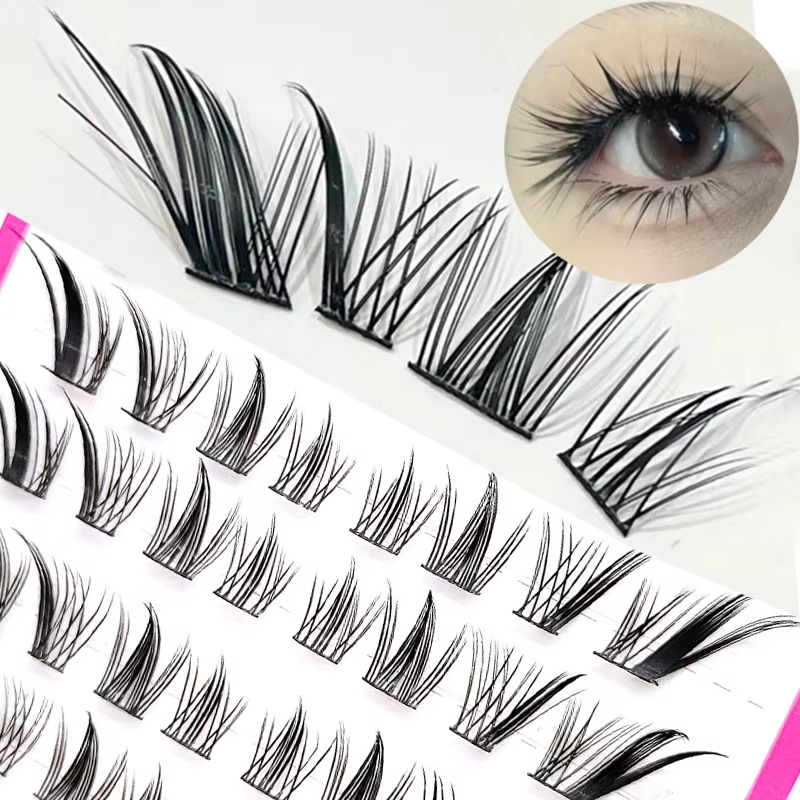 Fox Eye Effect Manga faux cils rouleau épais déformé segmenté individuel Cluster Extensions