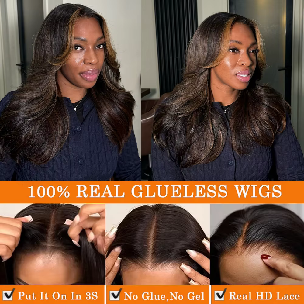 Perruques en cheveux humains sans colle 7x5 HD Lace