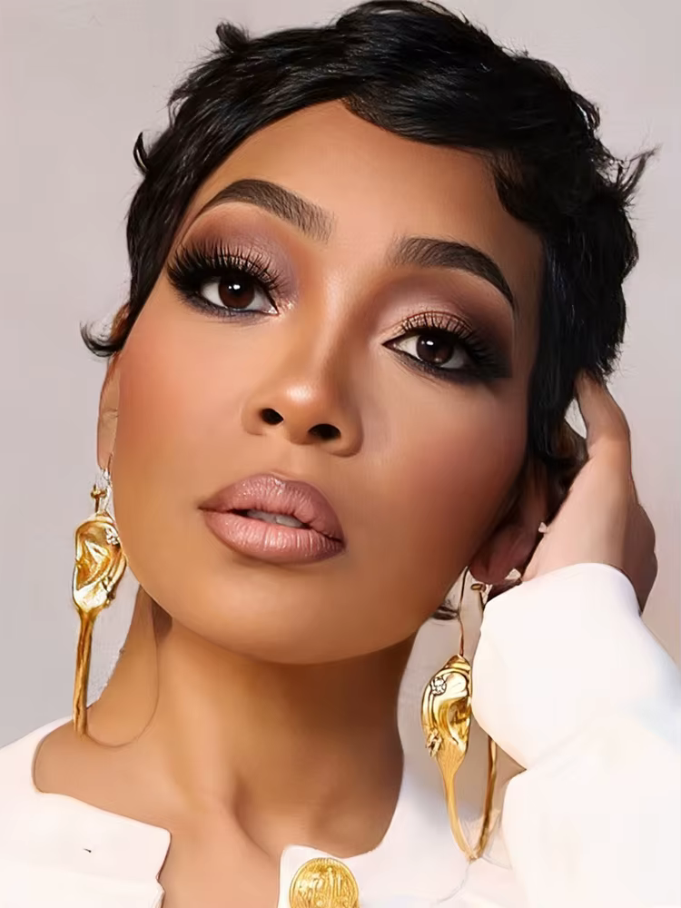 Perruques Lekker CLearance Highlight Short Pixie Cut Side Part Lace Front 100% Cheveux Humains Pour Femmes Sans Colle Cheveux Brésiliens Remy Bob
