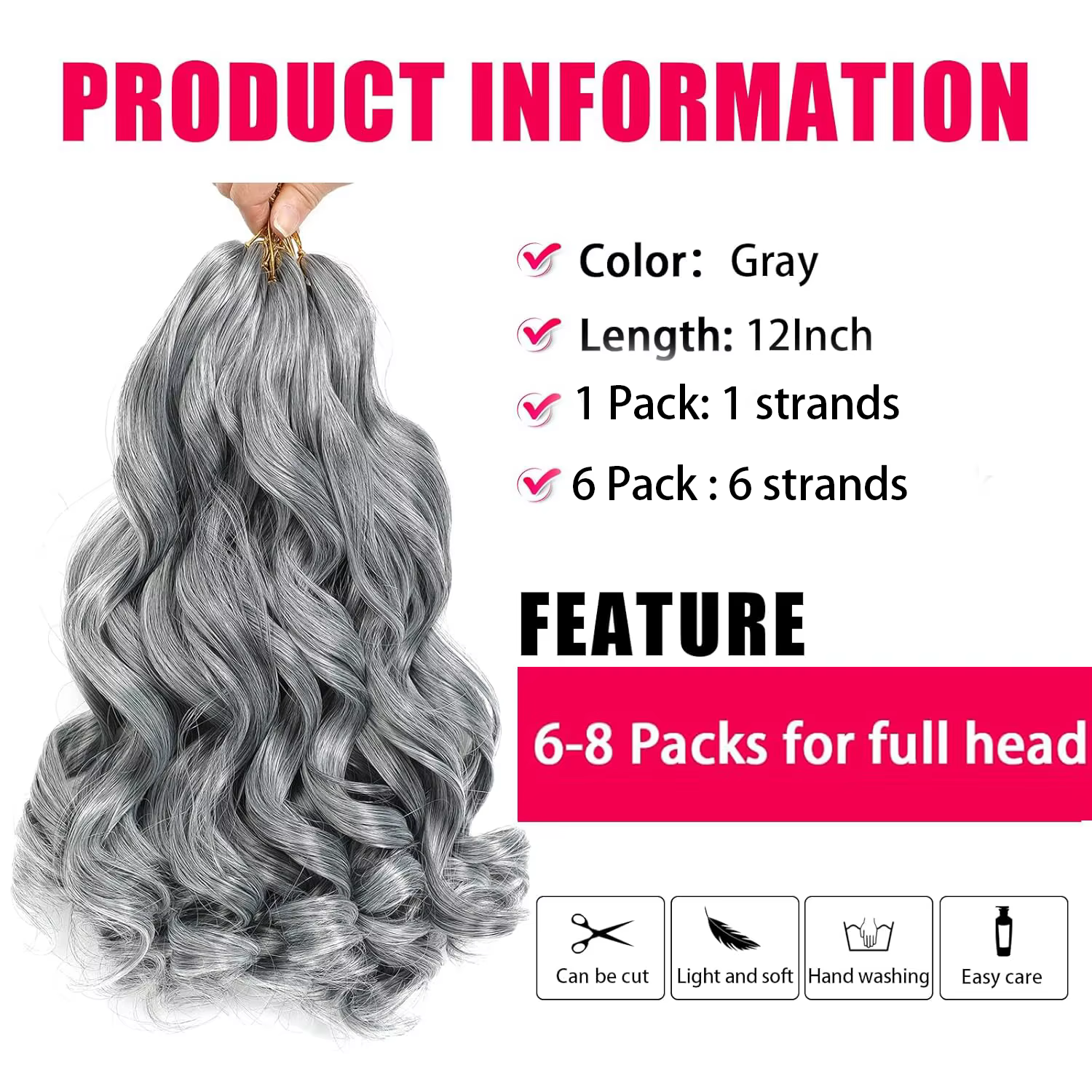 Cheveux bouclés français pour tresses