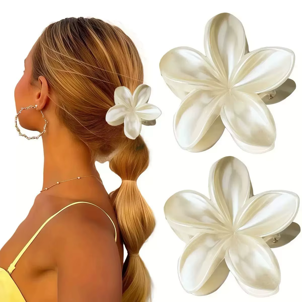Pince à cheveux en forme de fleur sensible à la lumière blanche pour femmes