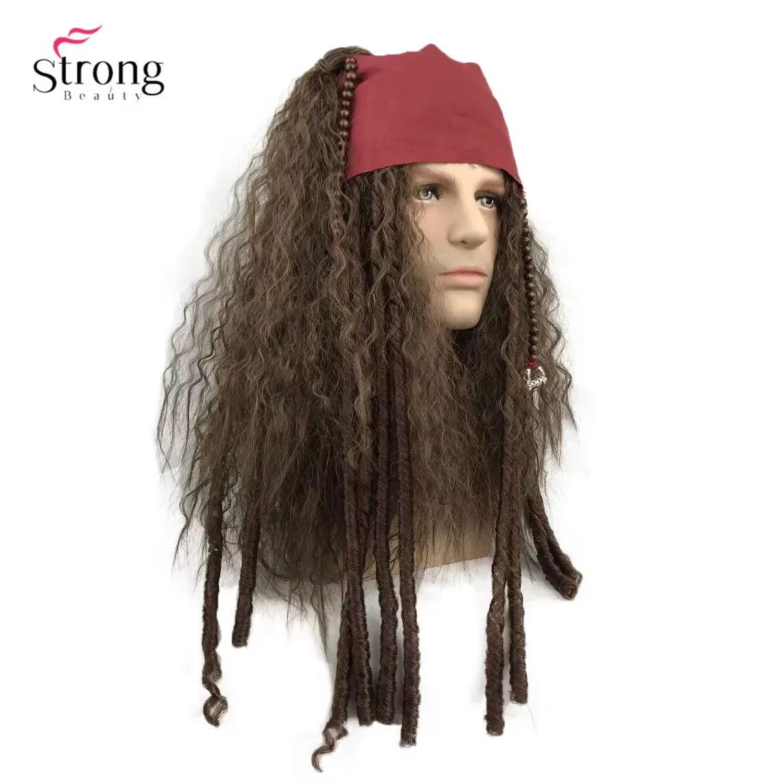 Perruque Pirate Cosplay Jack Sparrow capitaine perruques et accessoires complets cheveux synthétiques