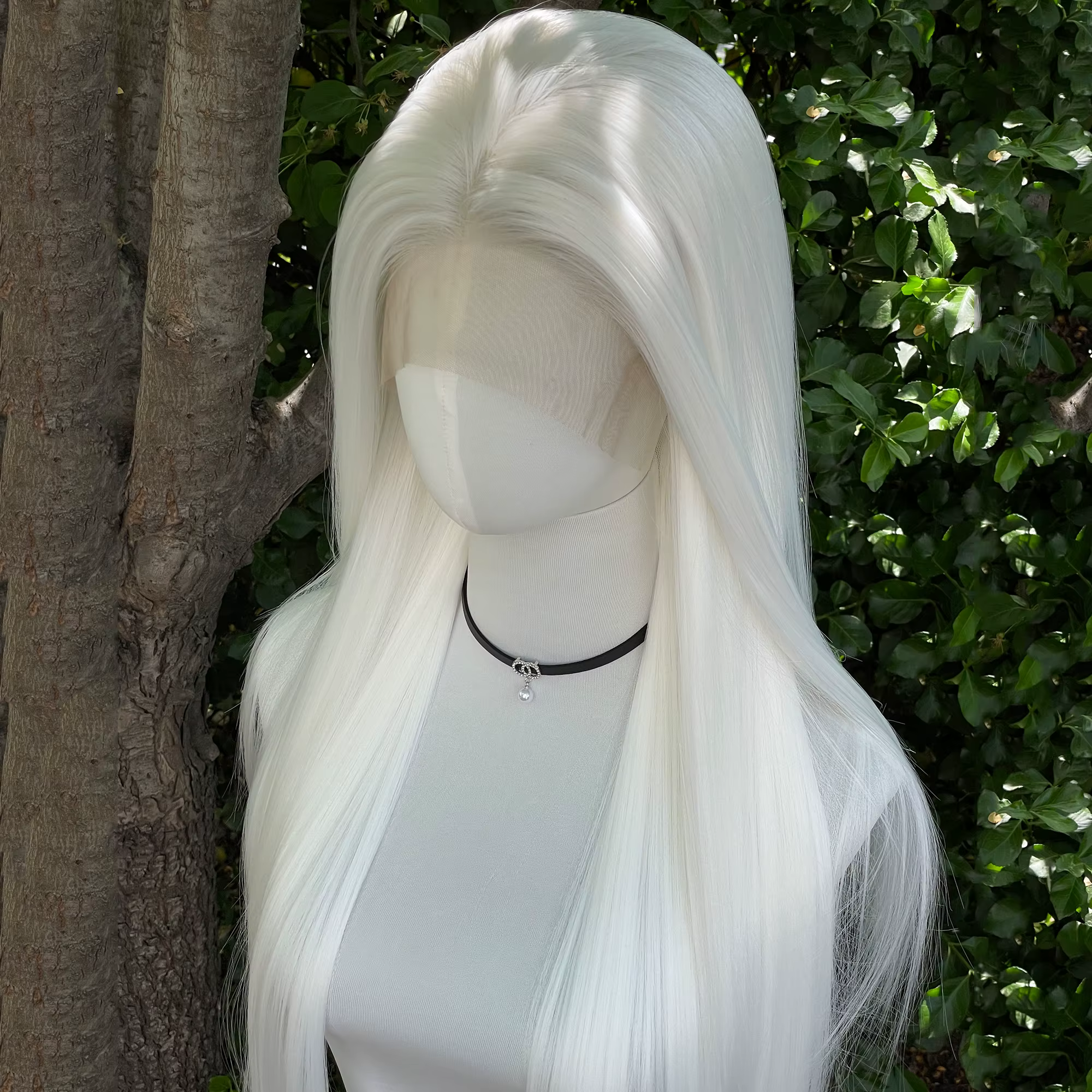 Elf Cosplay – perruque Lace Front Wig synthétique blanche 13x4