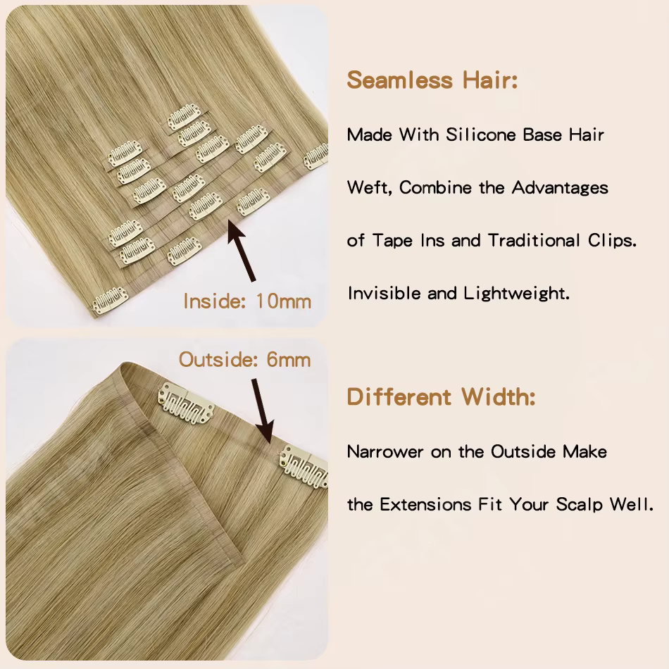 Extensions de cheveux invisibles en PU 100% brésiliennes