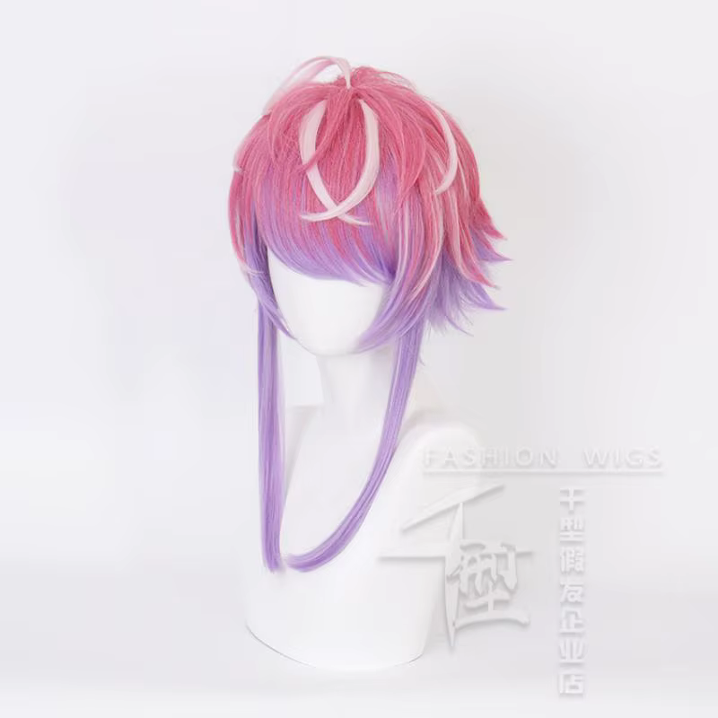 Perruque de Cosplay synthétique rose et violette