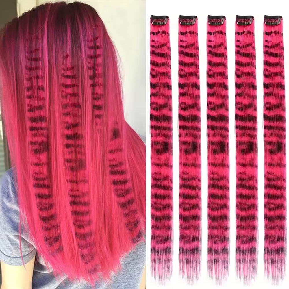 Extensions capillaires synthétiques lisses à clips imprimés à rayures