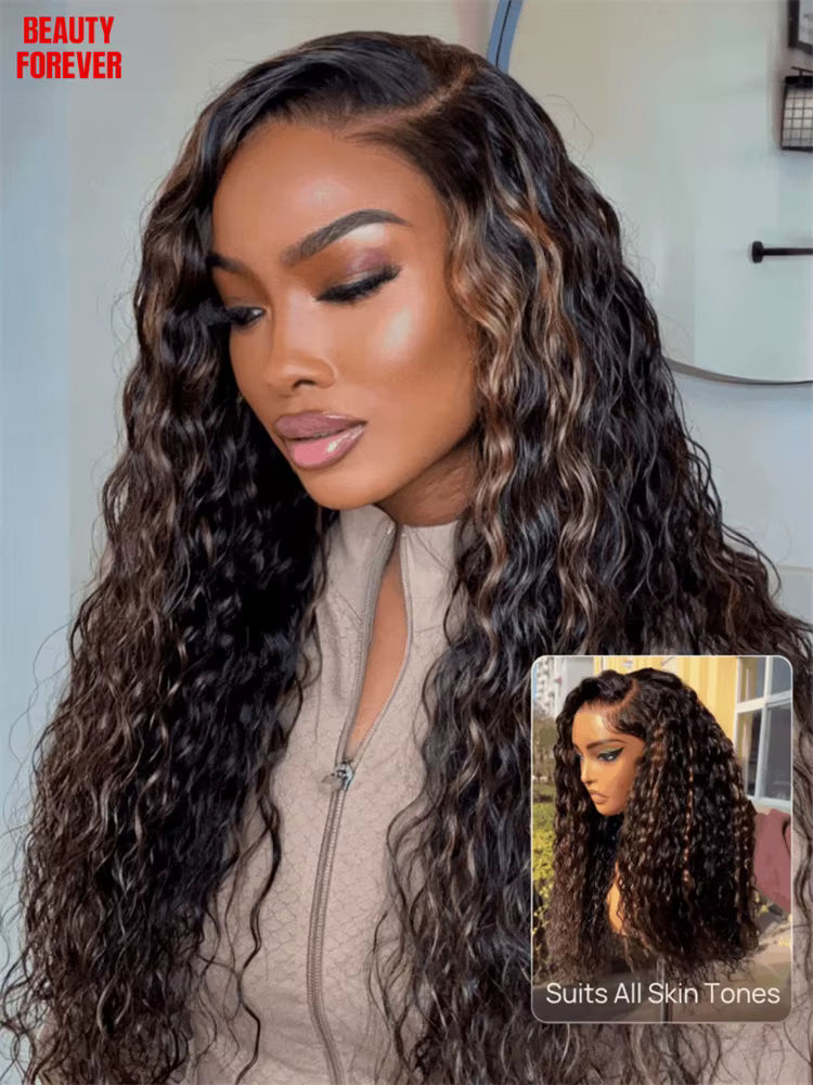 Perruque en cheveux humains Beauty Forever Bye Bye Slip Golden Brown sans colle 7x5 avec dentelle pré-coupée